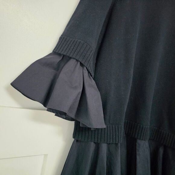 COS Contrast Knit Pleated Peplum Half Sleeve Top in Navy - Picture 2 of 8